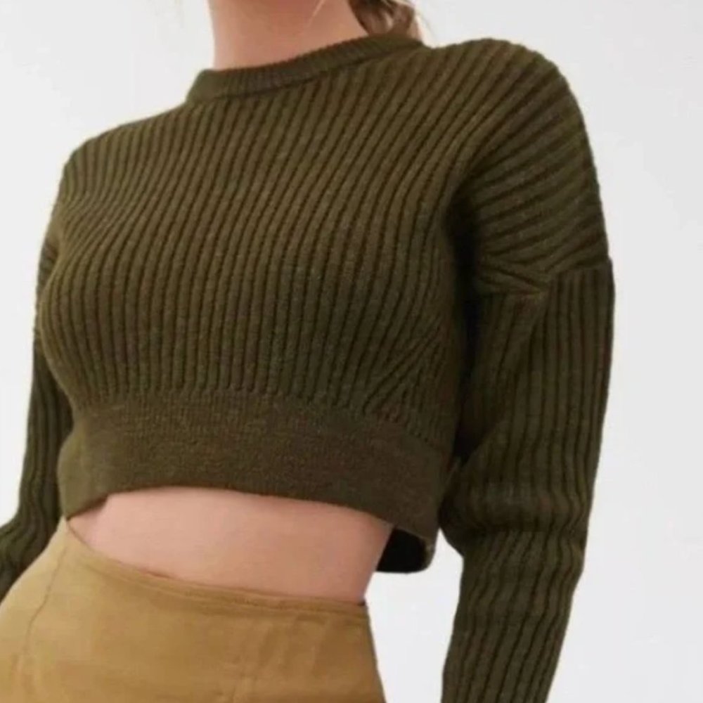SOLD!! Urban Outfitters Olive Green Crop Sweater